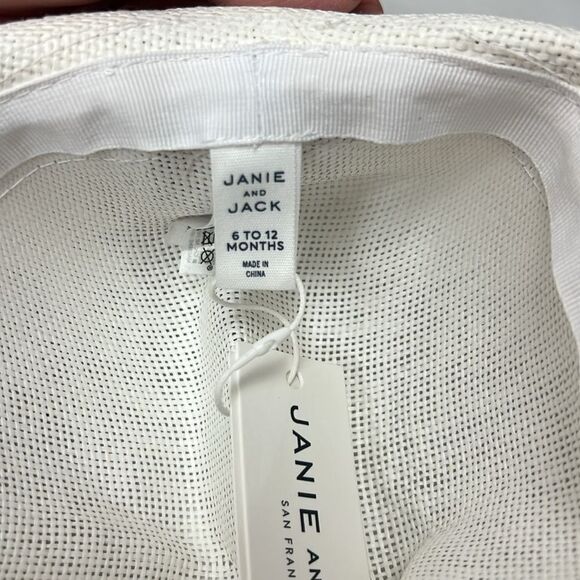 Janie and Jack 100049183 White Straw Fedora Hat NWT size 6-12 months - Picture 6 of 7